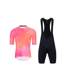 HOLOKOLO Cyklistický krátký dres a krátké kalhoty - COSMA - černá/oranžová/růžová